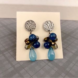 Hammered Beaded Cluster Drop Earrings